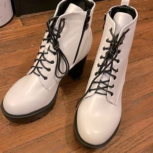White Pleather Fashion Booties